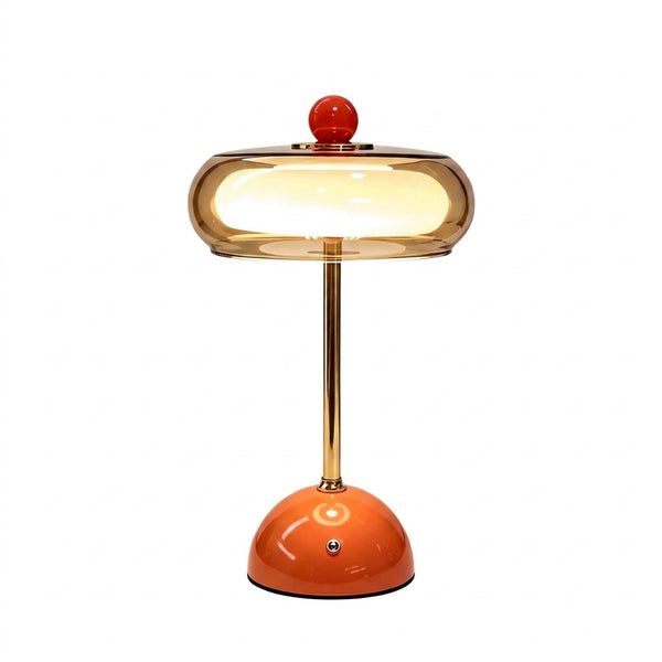 Nova glass saucer table lamp, Orange