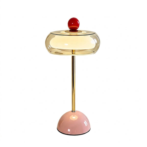 Nova glass saucer table lamp, Pink
