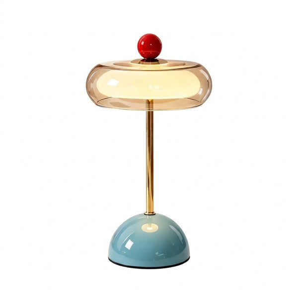 Nova glass saucer table lamp, Sky Blue