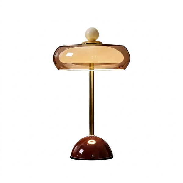 Nova glass saucer table lamp, Wine Red