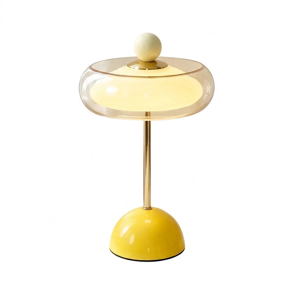 Nova glass saucer table lamp, Yellow