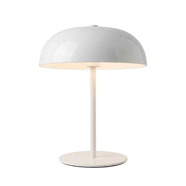 Pico cordless metal mushroom table lamp, White