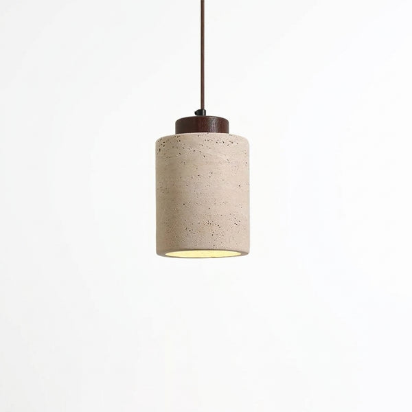 Sora travertine stone pendant light, Style B Dark Wood