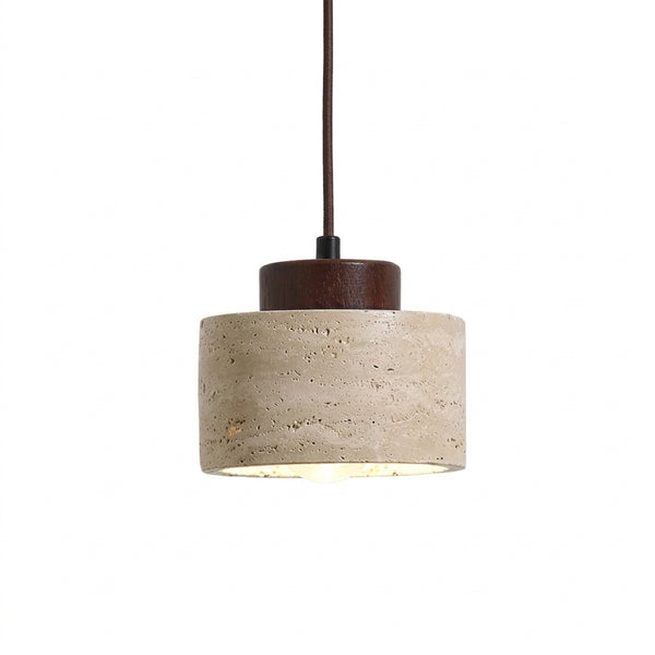 Sora travertine stone pendant light, Style A Dark Wood