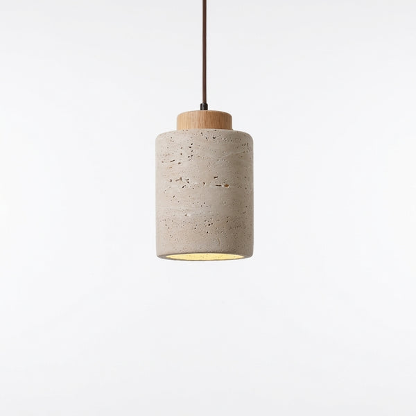 Sora travertine stone pendant light, Style B Natural Wood