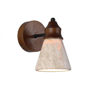 Terra travertine and walnut wall sconce