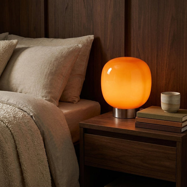 Bruno Orange in a warm mid century interior