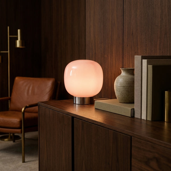 Bruno Pink in a warm mid century interior