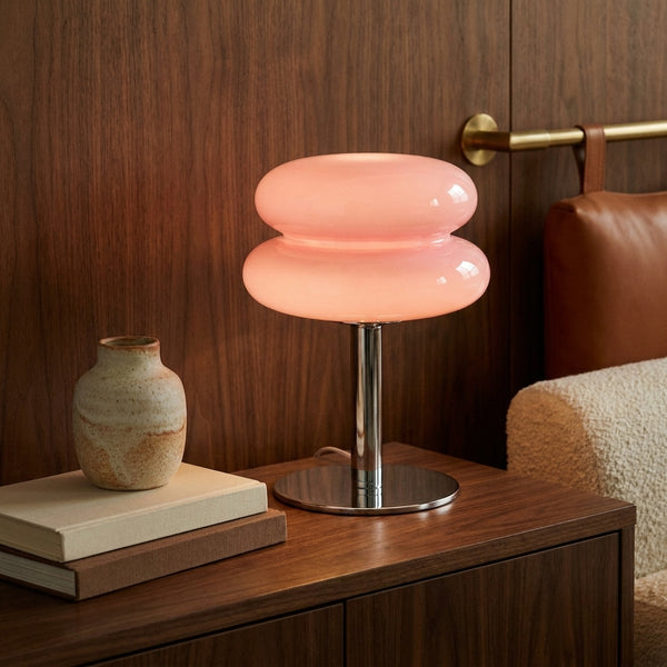 Clementine Pink Tiered Dome in a warm mid century interior