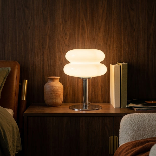 Clementine White Tiered Dome in a warm mid century interior