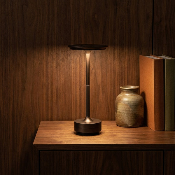 Margo Champagne in a warm mid century interior