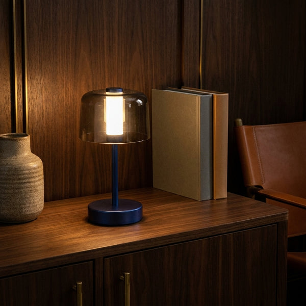 Vera Blue in a warm mid century interior