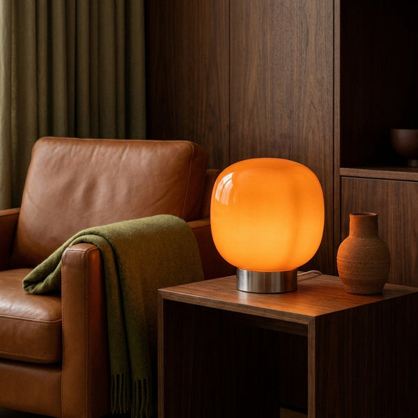 Bruno Orange in a warm mid century interior
