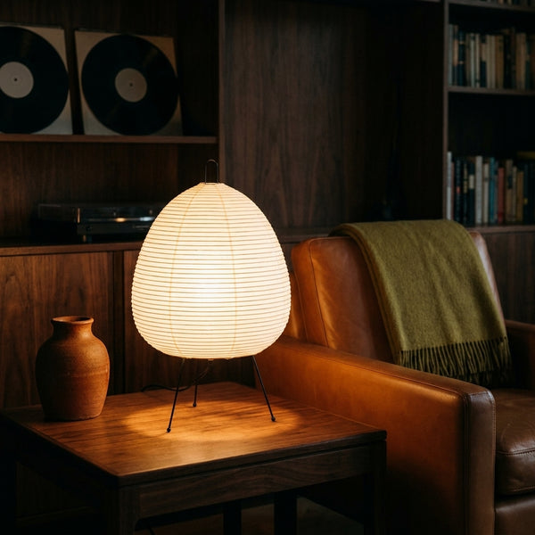 Kumo rice paper lamp in a reading corner