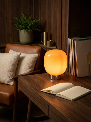 Bruno lamp on a walnut writing desk
