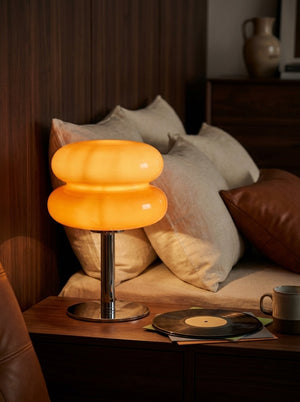 Clementine lamp on a nightstand at bedtime