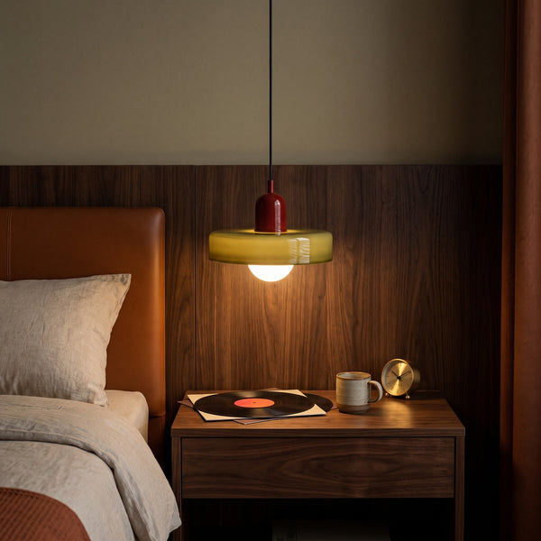 Halo pendant light in Olive