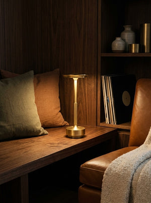 Margo cordless lamp in a reading corner